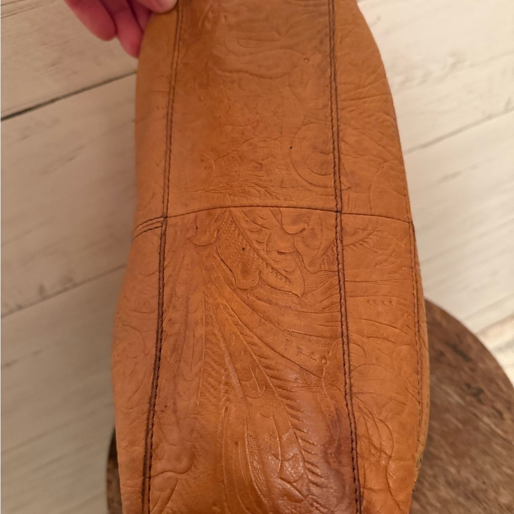American Leather Co Jamestown Tan Brown Top Handle Shoulder Crossbody Purse - Picture 4 of 9